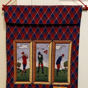Windham Weavers Golf themed wall hanging 13x16.5